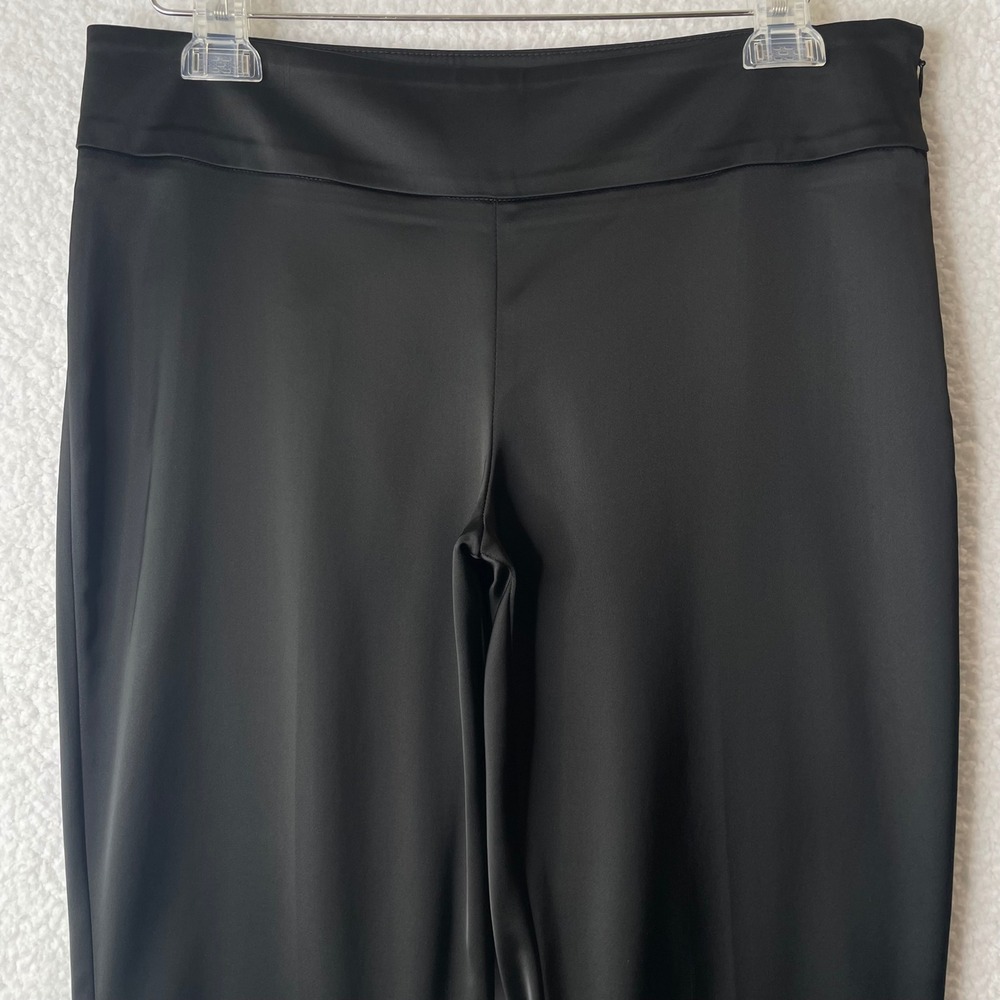White House Black Market Legacy Black Straight Leg Side Zip Satin Style Pants 8S